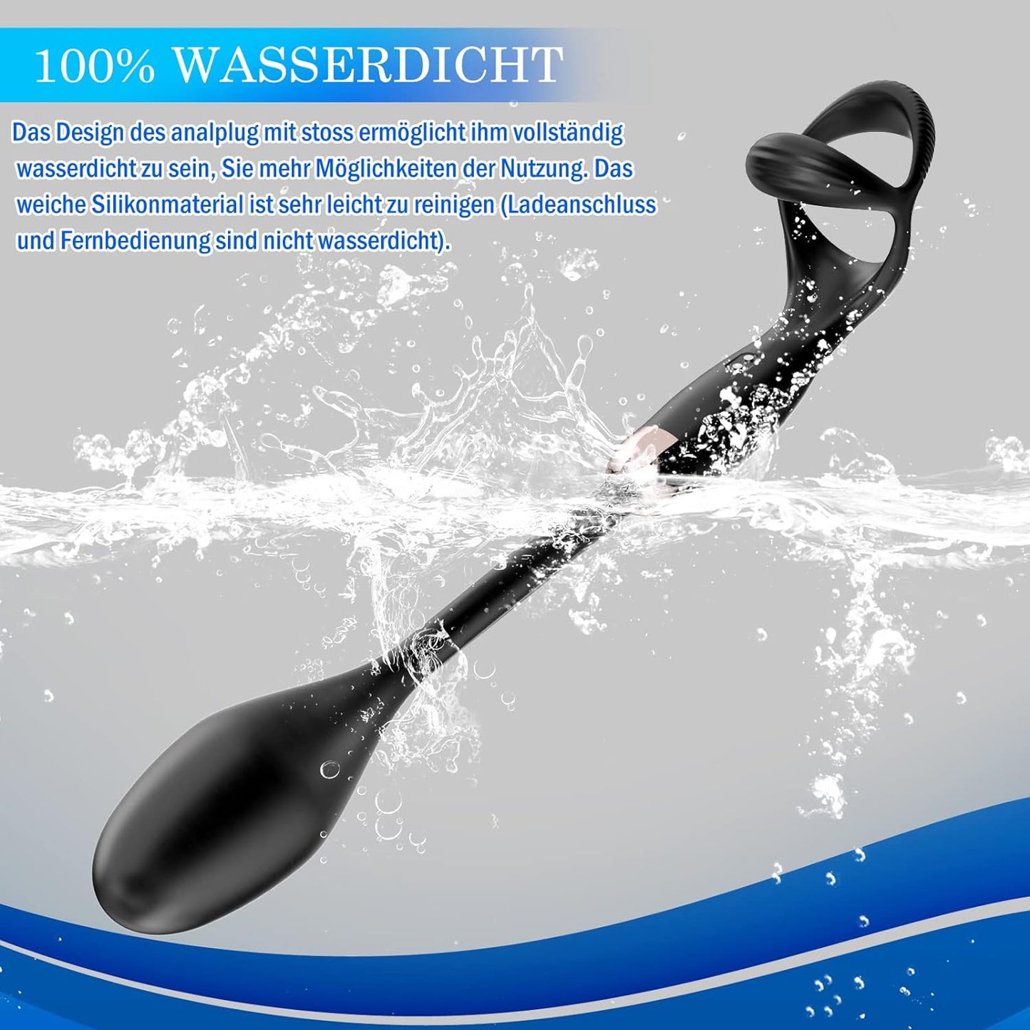 Driehoekige cockring anaalplug seksspeeltje met 10 vibratiestanden