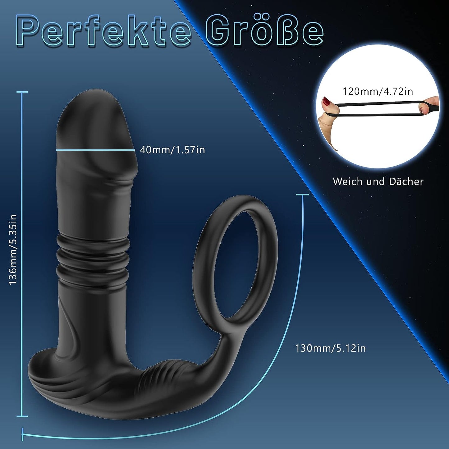6 telescopische modi 9 vibratiemodi app anale vibrators groot met schokfunctie prostaatvibrator