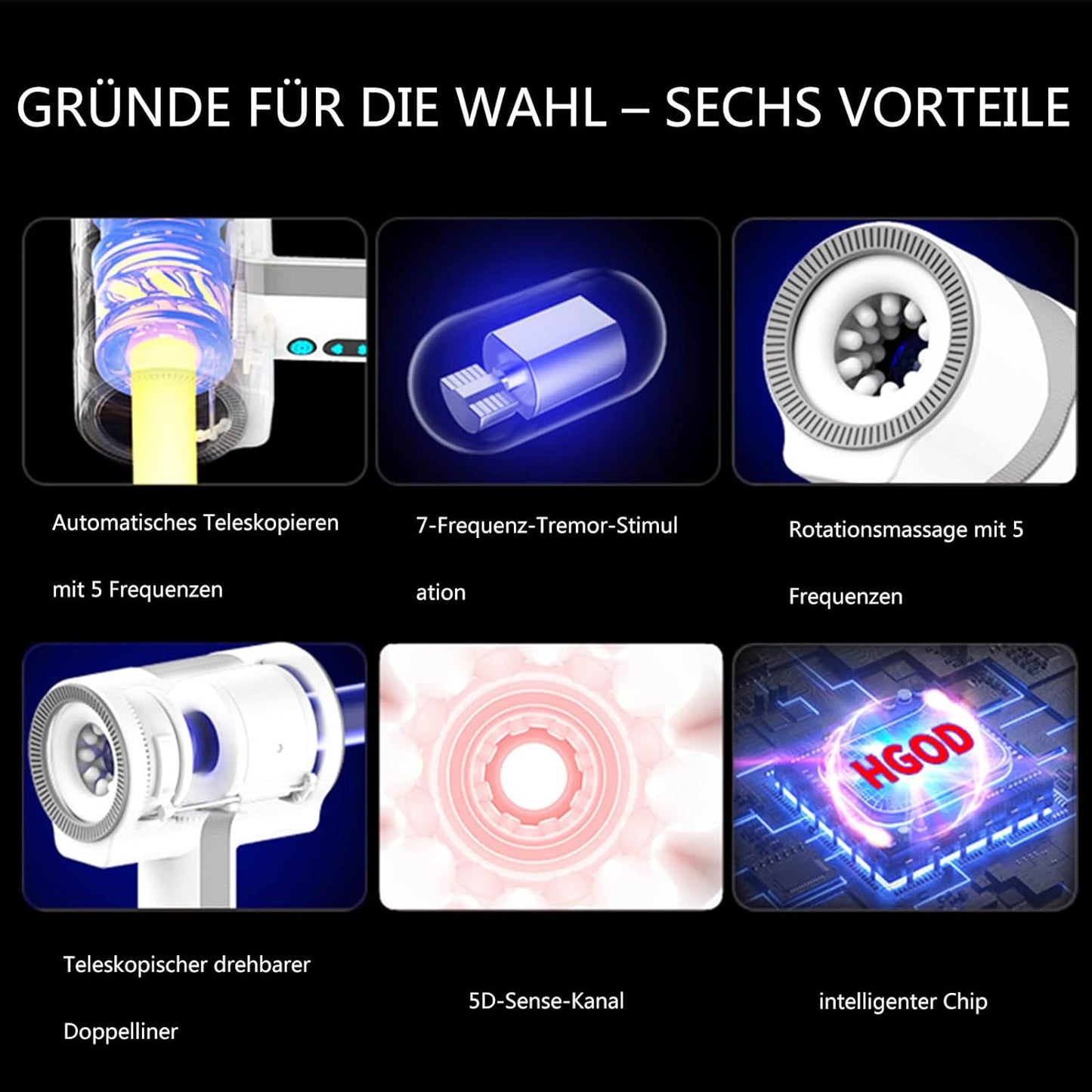 Automatische masturbator-pijpbeurt met 7 vibraties en 5 telescopische functies