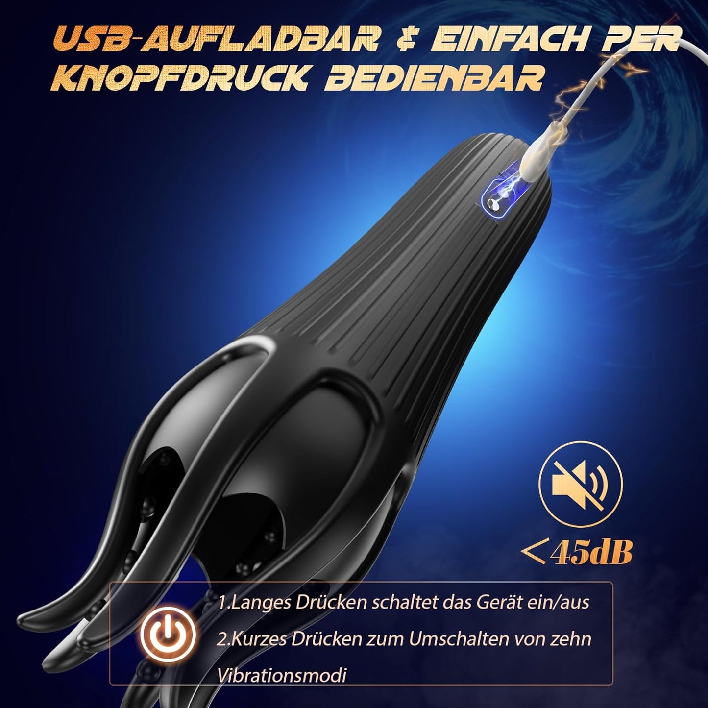 Penistrainer Vibrator Eichelmassagegerät Stimulator Oralsex Masturbatoren mit 10 Modi