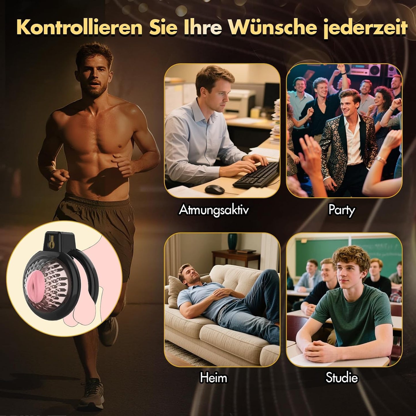 Chastity Cage Weicher Keuschheitskäfig Herren Größe Besser mit 6 Penisringen