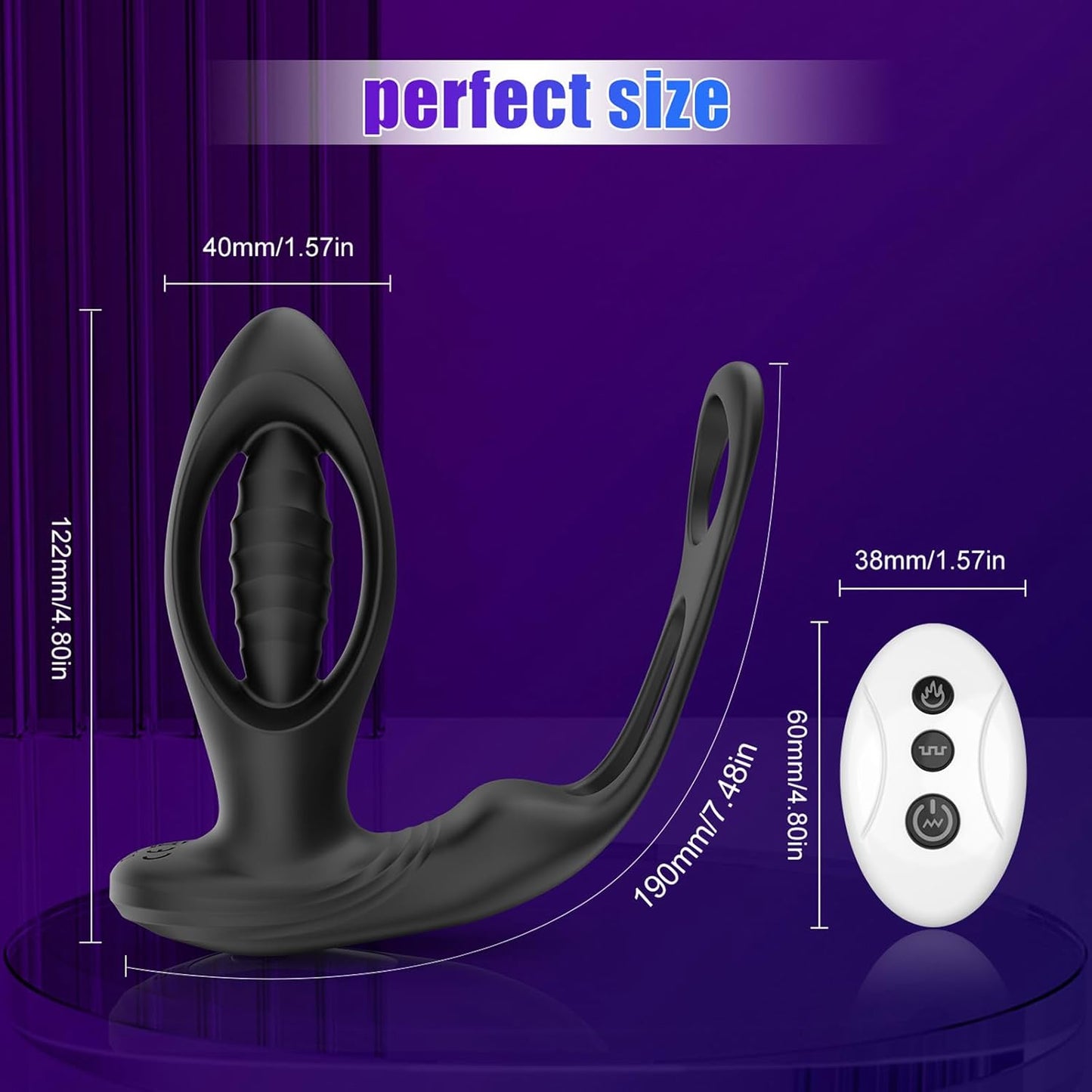 Doppeltem Penisring Prostata Massagegerät Buttplug Anal Vibrator mit 10 Vibrationsmodi