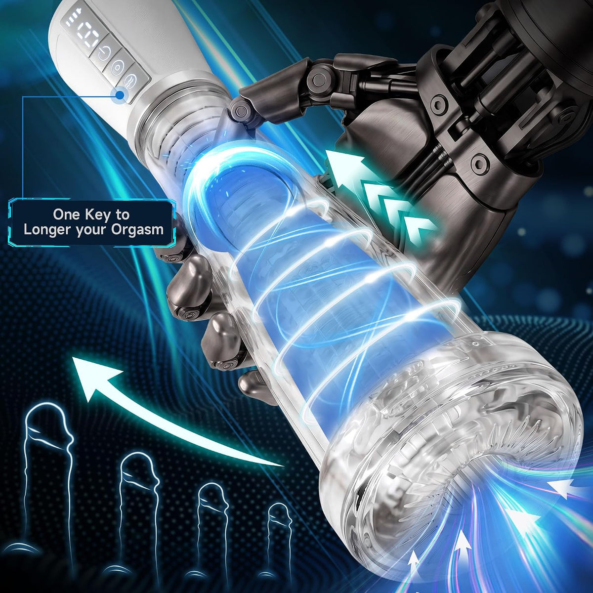 Automatischer Masturbator Penis Vakuumpumpe Stroker mit 5 Saug und 9 Vibrationsstufen