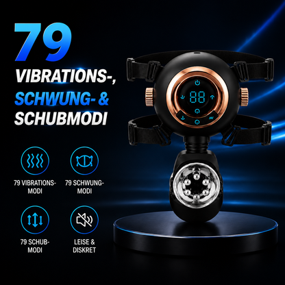 Strap-On Masturbator Sexmachine Stroker mit 9 Vibrationen & Schwingen & Stoßen