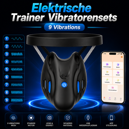 Elektrische Penis Trainer Vibratorensets Keuschheitskäfig Eichel Stimulator mit 9 Vibrations