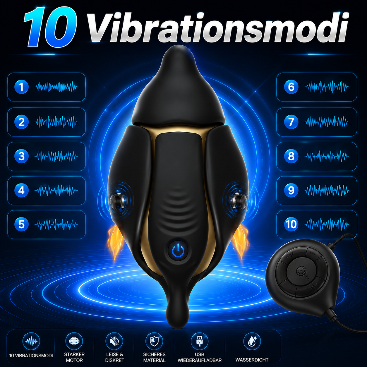 Elektrischer Penis Trainer Eichelvibrator Masturbator mit 10 Vibrationsmodi