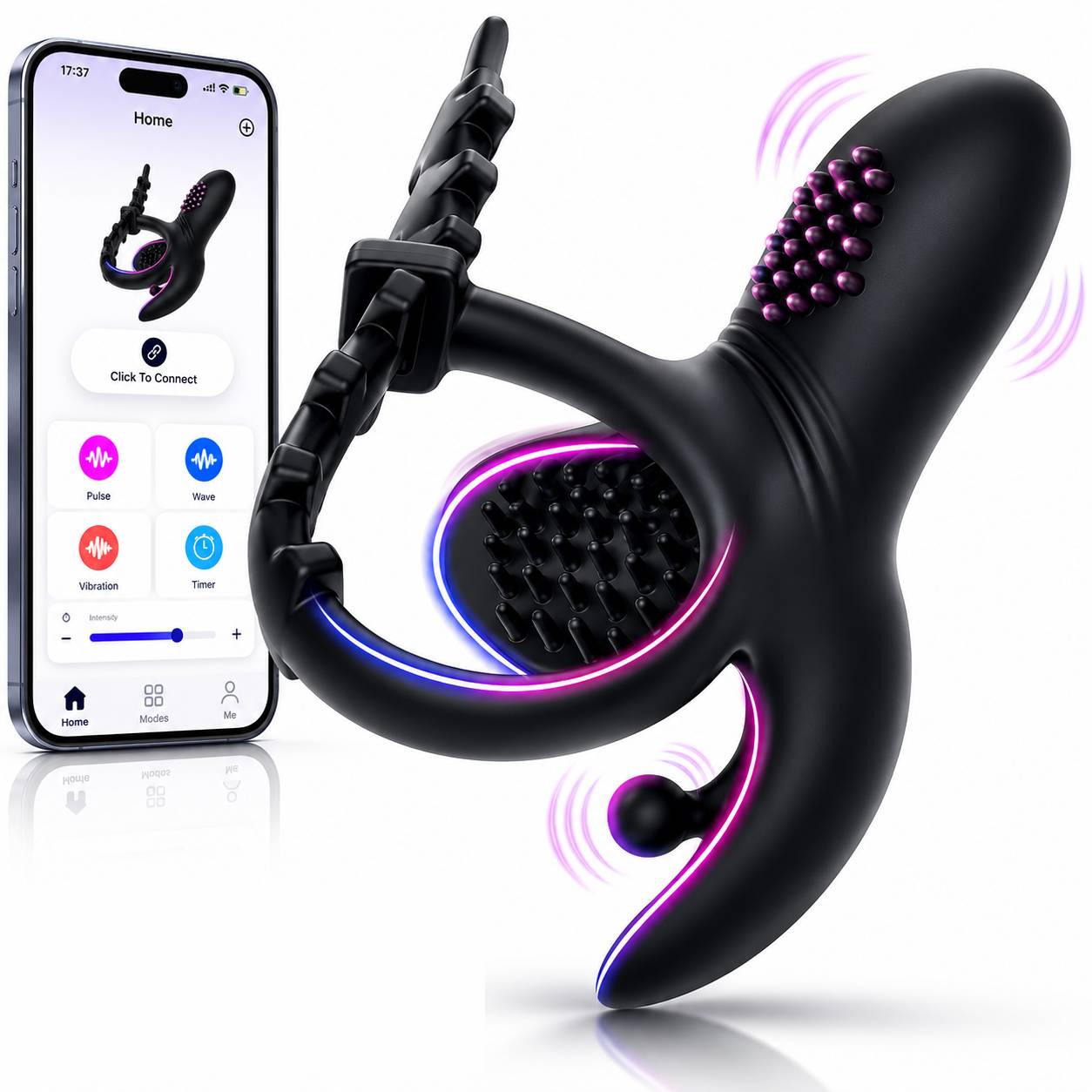Einstellbarer Penetrations Penisvibrator Massagegerät Stimulator mit 9 Vibrationsmodi