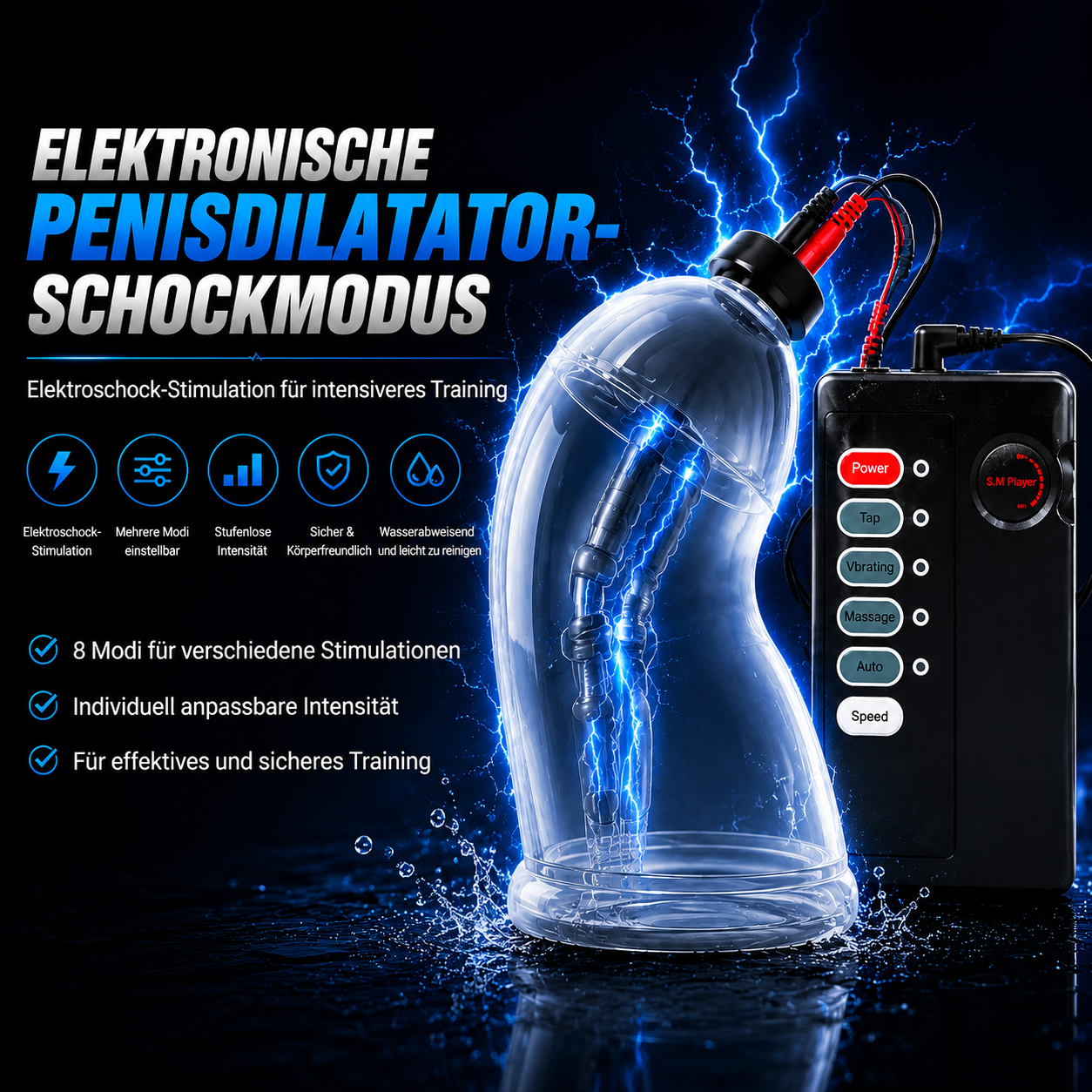 Ernbedienung Elektroschock Penistrainer Stimulator Anal Plug Set