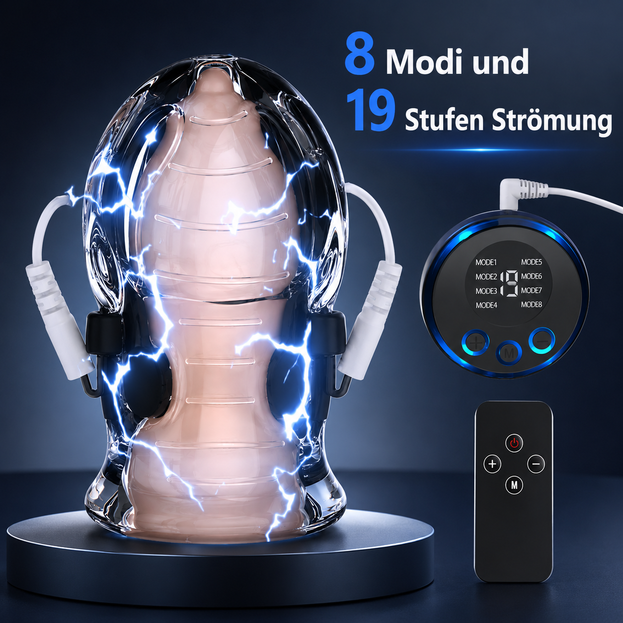Elektro Shock Eichel Hülse Penistrainer Stimulator mit 8 Modi und 19 Stufen Strömung