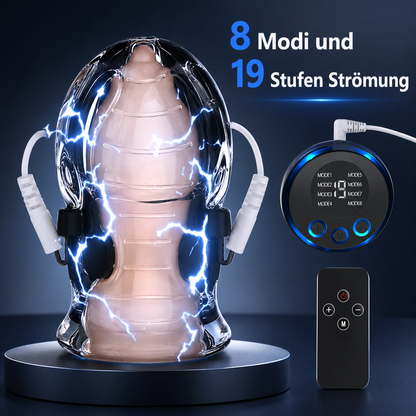 Elektro Shock Eichel Hülse Penistrainer Stimulator mit 8 Modi und 19 Stufen Strömung