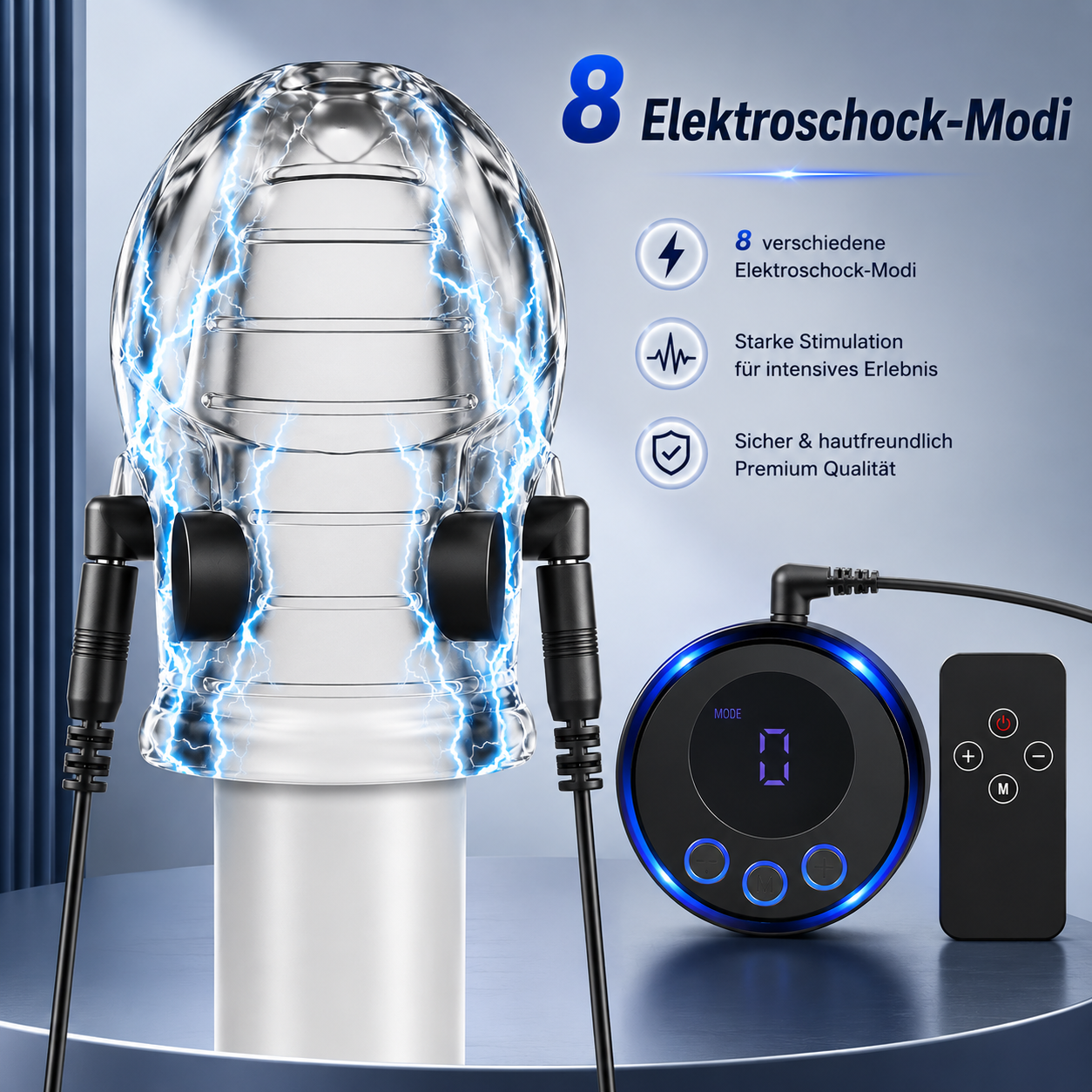 E-stim Extrem Eichel Hülse Penis Trainer Set mit 8 Elektroschock-Modi