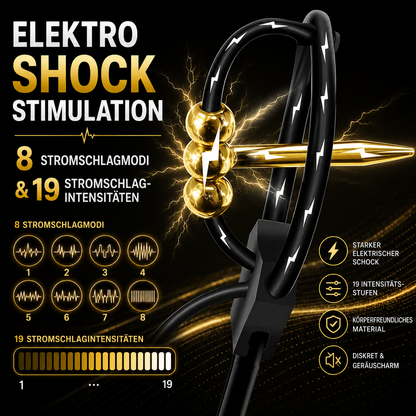 Elektro Shock Einstellbar Silikon Penisring Eichelring mit Kugel Elektrische Stimulation