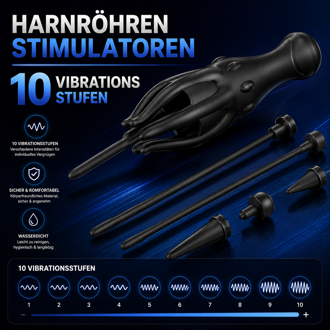 Penis Vibrator Stimulator Set Harnröhrenstimulatoren mit 10 Vibrationsstufen