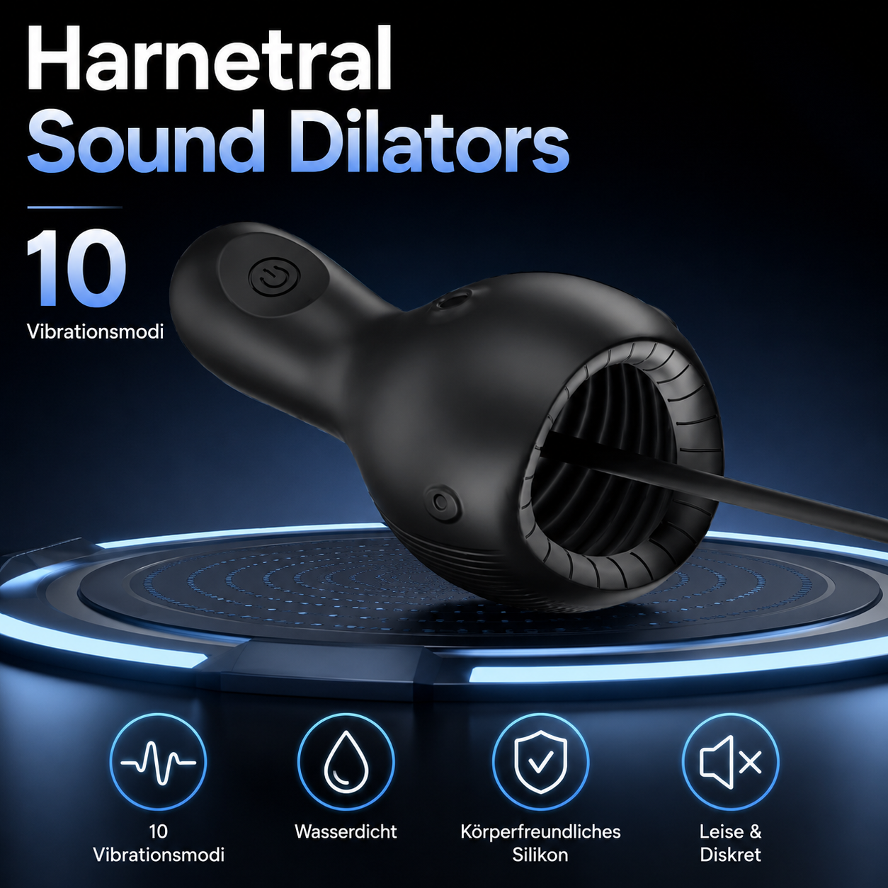 Penistrainer Vibrator Harnetral Sound Dilators Glans Stimulator mit 10 Vibrationsmodi