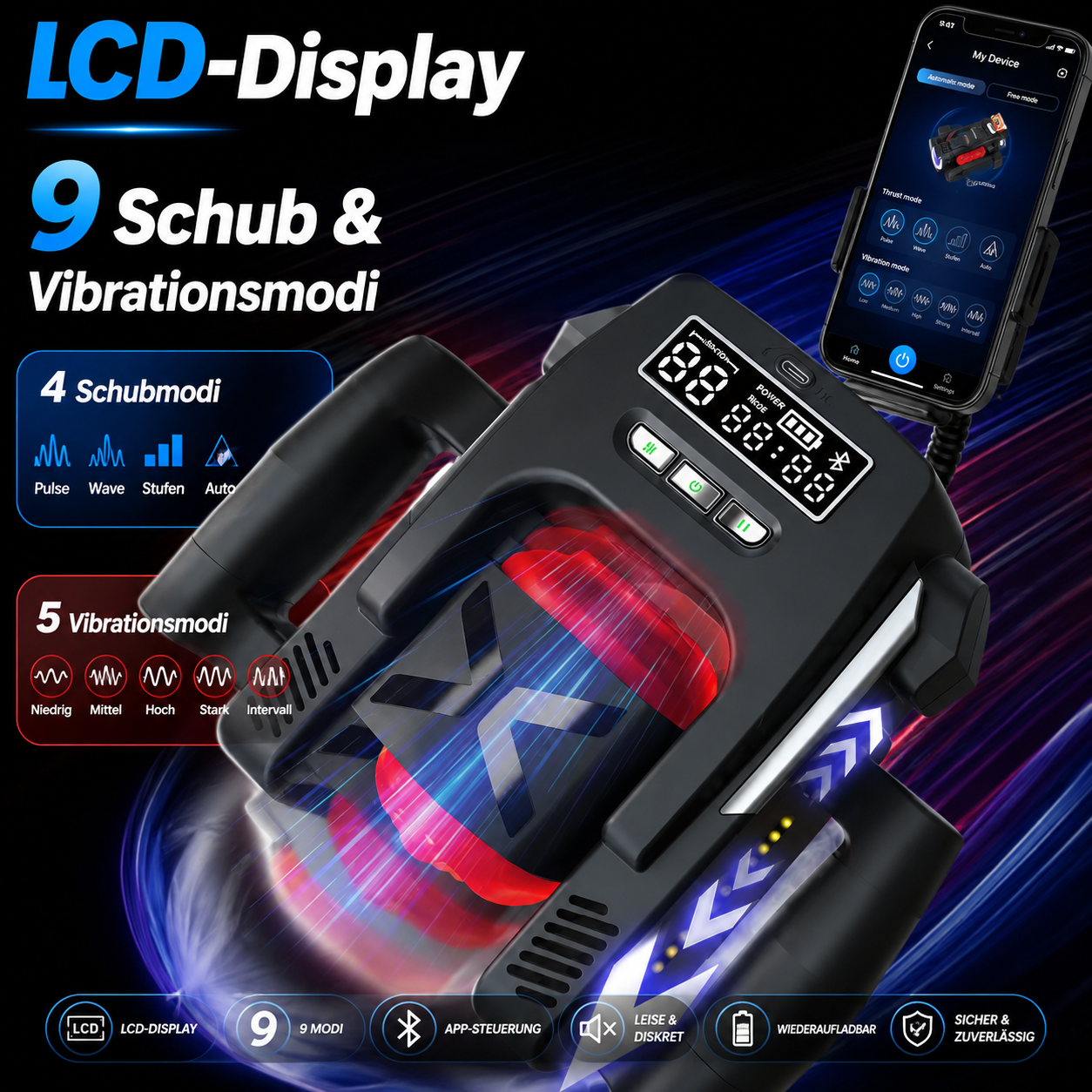LCD-Display Automatischer Masturbator Sex Mahcine mit 9 Schub & Vibrationsmodi