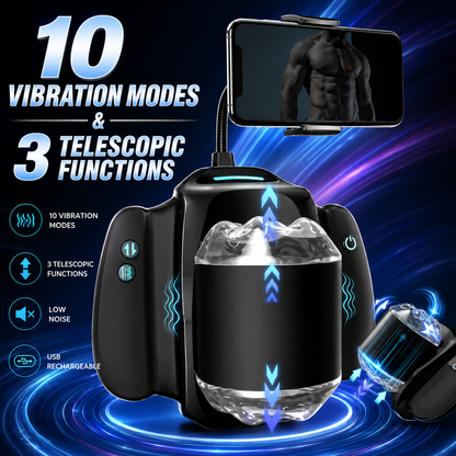 Elektrischer Masturbator Penistrainer Sexmachine mit 10 Vibrationsmodi & 3 Teleskopfunktion
