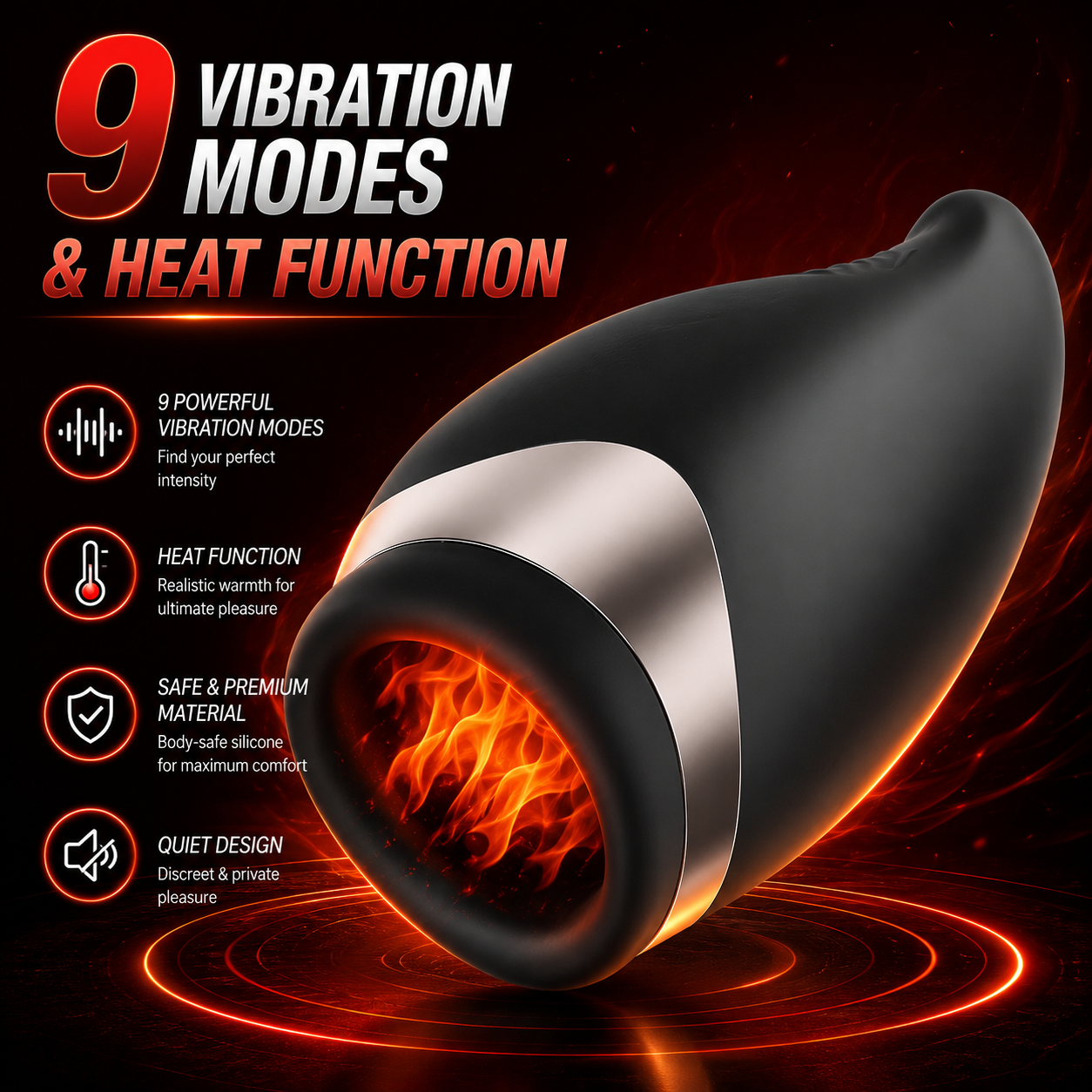 Elektrischer Masturbator Penis Masturbatoren mit 9 Vibrationsmodi und Heizfunktion