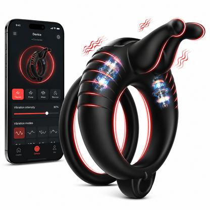 Doppelter Cockring Penistrainer Vibrator mit 10 Kraftvollen Vibrationsmodi