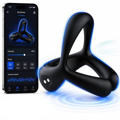 Dehnbar Cock Ring Penistrainer Vibrator mit 10 Vibrationsmodi
