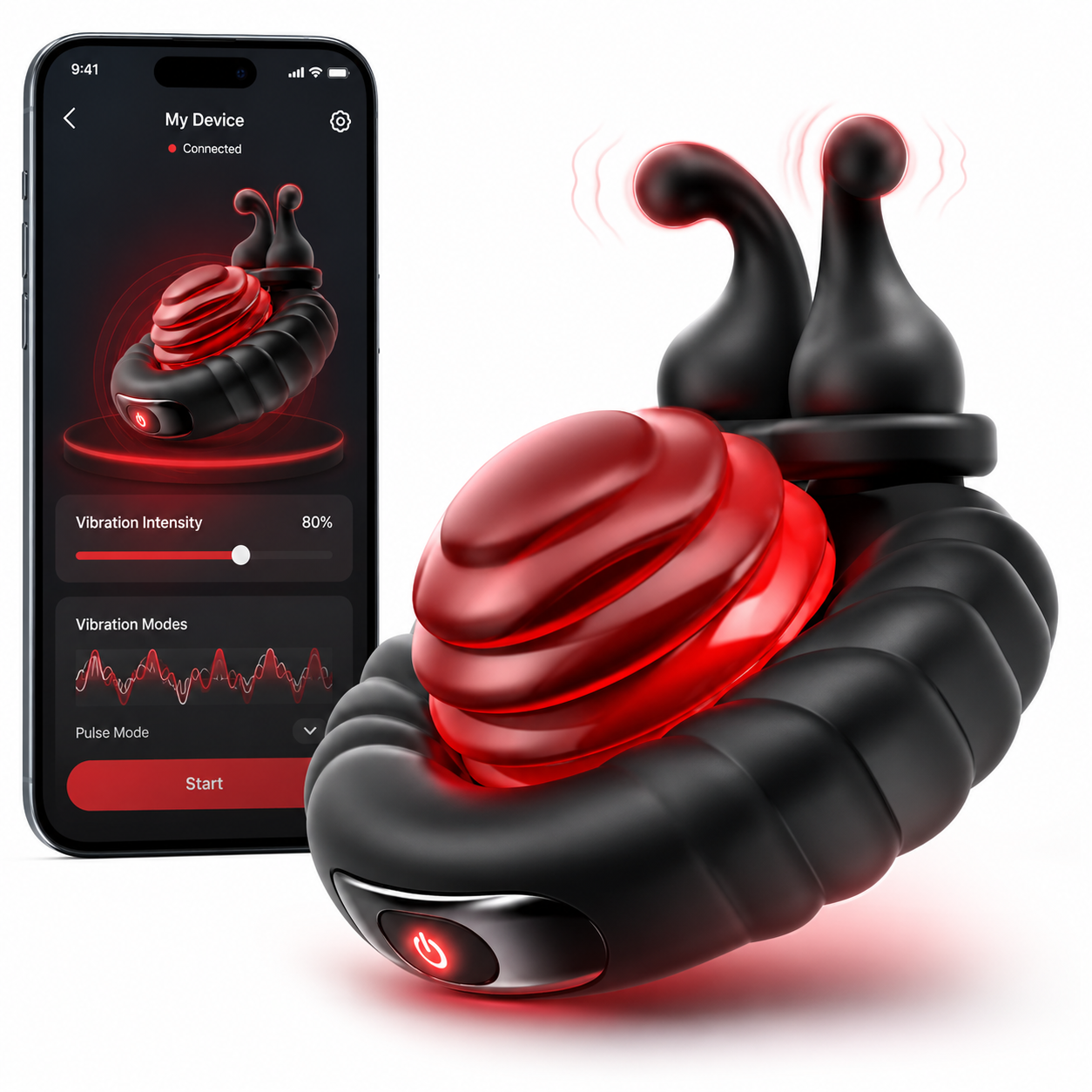 Verstellbarer Cock Ring Penistrainer Vibrator Stimulator mit 10 Vibrationsmodi