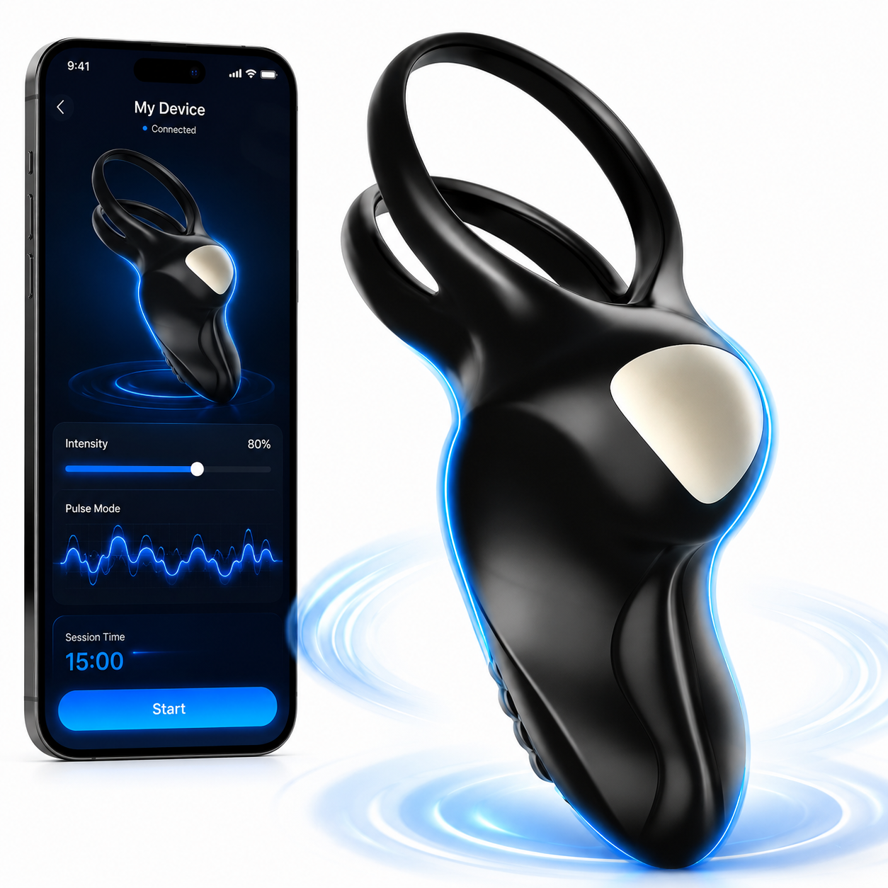APP & Fernbedienung & Tastensteuerun Penisring Penis Vibrator mit 9 Starke Vibrationsmodi