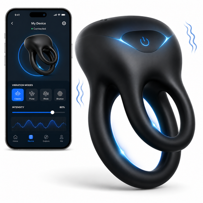Doppelt Vibrierende Penisringe Vibrator mit 10 leistungsstarke Vibrationsmodi