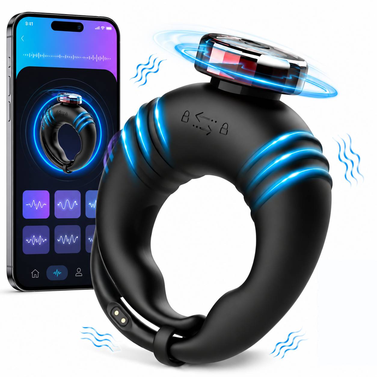 Anpassbarer Offener Penis Trainer Vibrator Cock Ring mit 10 Vibrationsmodi