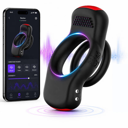 App & Ferngesteuerter Cock Ring Penistrainer Vibrator mit 10 Vibrationsmodi