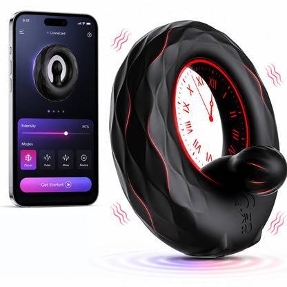 APP Pleasure Cock Ring Penis Vibrator Hodenstimulator mit 9 Vibrationsmodi