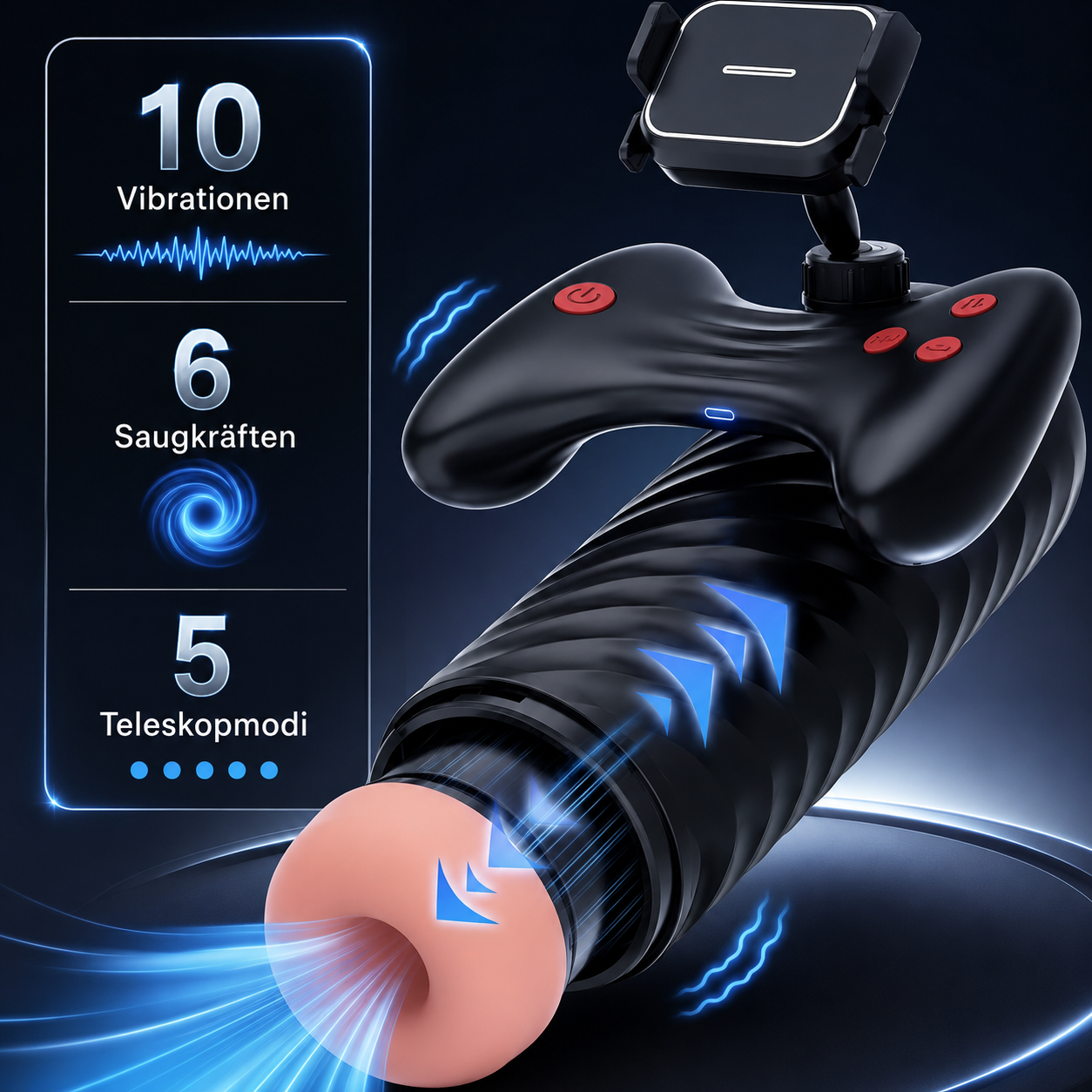 Elektrischer Masturbatoren Blowjob mit 10 Vibrationen & 6 Saugkräften & 5 Teleskopmodi