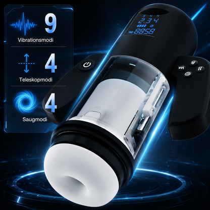 Elektrisch Masturbator Penistrainer Stroker Blowjob mit 9 Vibrationsmodi & 4 Teleskopmodi & 4 Saugmodi
