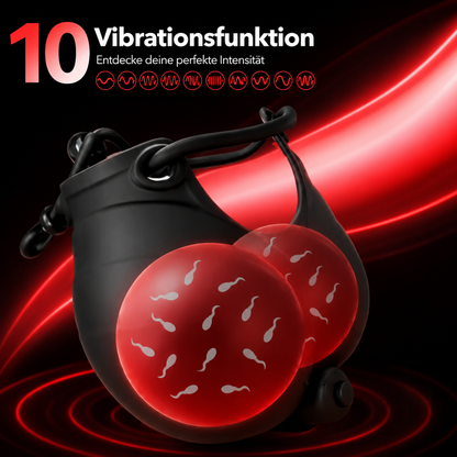 Verstellbarer Penisringe Hodensack Tasche Eichelvibrator mit 10 Vibrationsfunktion