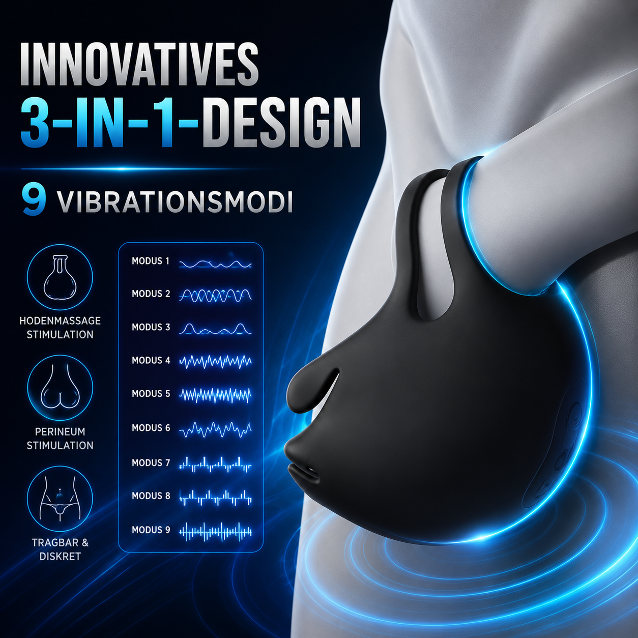 Doppeltem Hoden Vibrator Stimulator Penistrainer mit 9 Vibrationsmodi