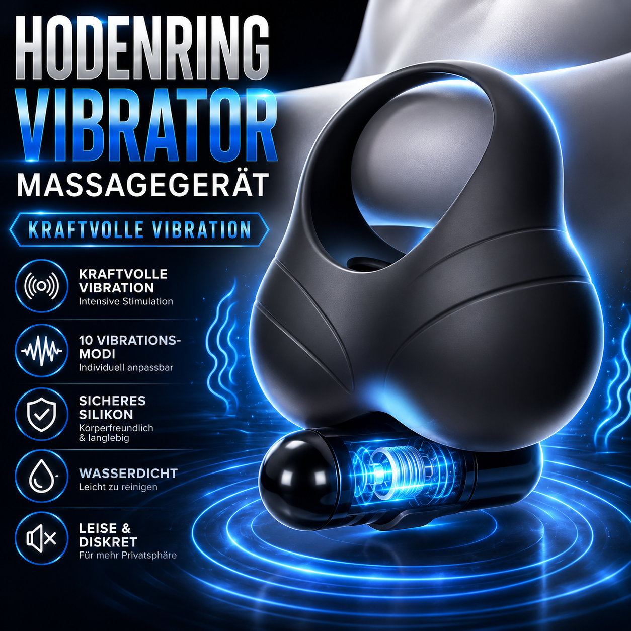 Hodenring Penisring Vibrator Massagegerät Masturbator mit Kraftvolle Vibration