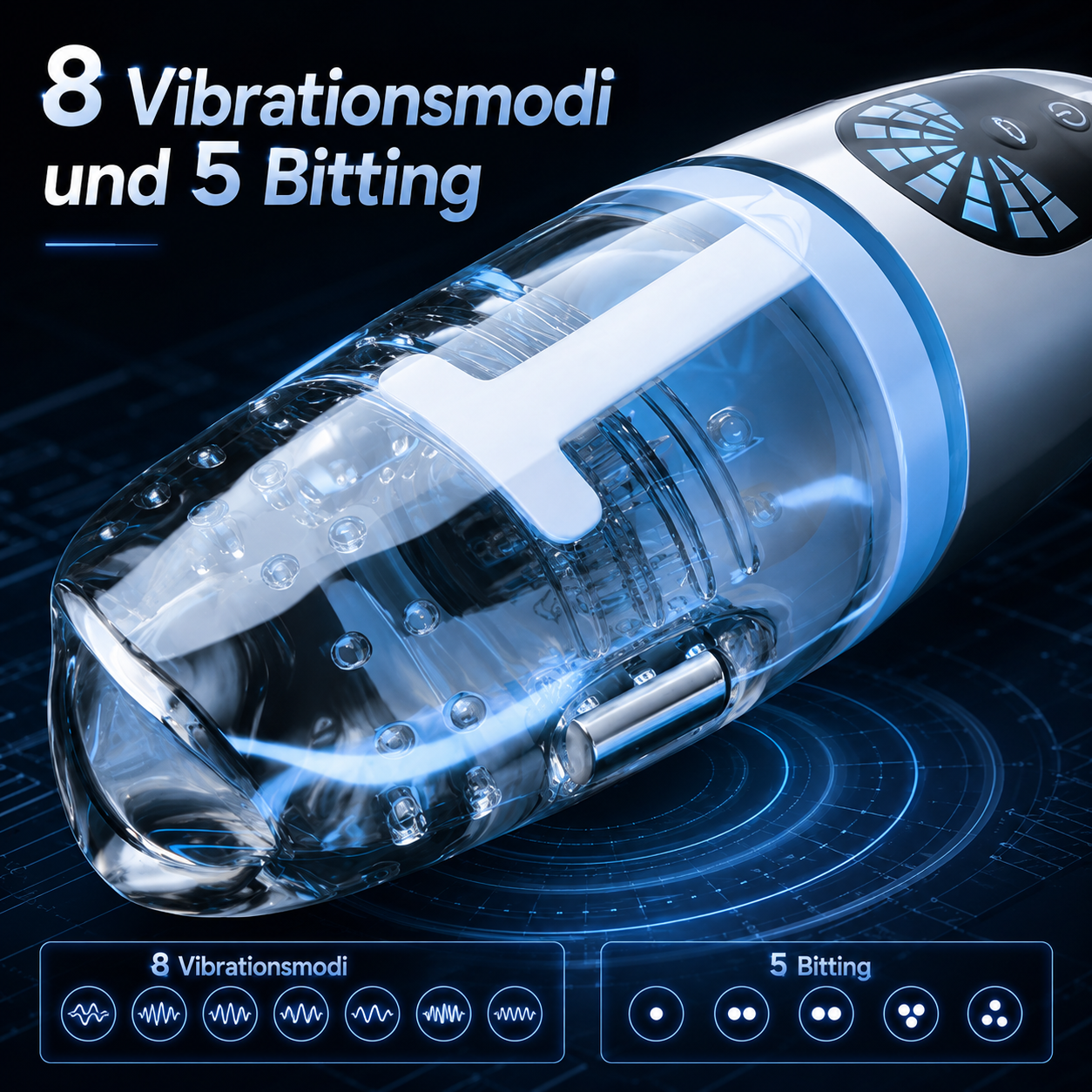 Automatische Masturbatoren Penistrainer Blowjob mit 8 Vibrationsmodi und 5 Bitting