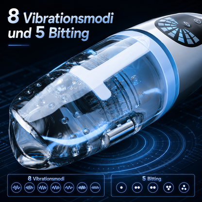 Automatische Masturbatoren Penistrainer Blowjob mit 8 Vibrationsmodi und 5 Bitting