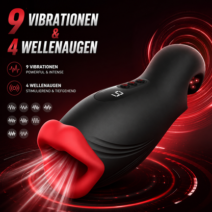 Dual-End Beads Stimulation Penistrainer Vibrator Masturbator mit 9 Vibrationen & 4 Wellenaugen