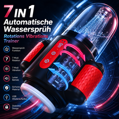 7 IN 1 Automatische Wassersprüh Rotations Vibrations Blowjob Penis Stroker Trainer