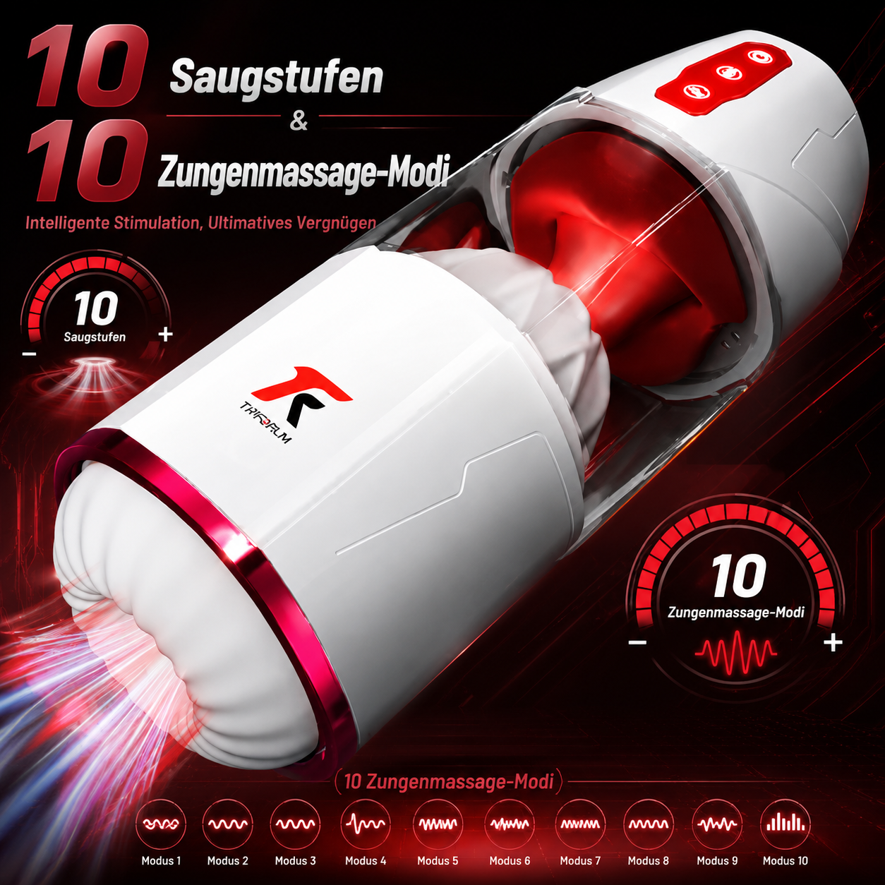 Automatischer Masturbator Penisvergrößerer mit 10 Saugstufen & 10 Zungenmassage-Modi