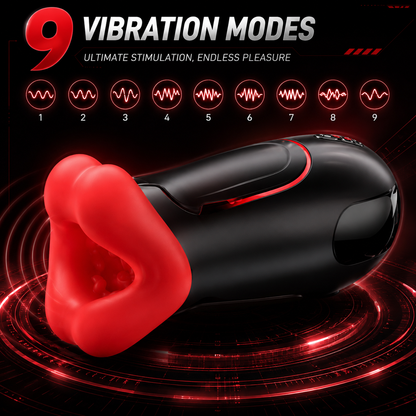 Elektrischer Masturbator Oralsex Stroker Blowjob Taschenmuschi mit 9 Vibrationsmodi
