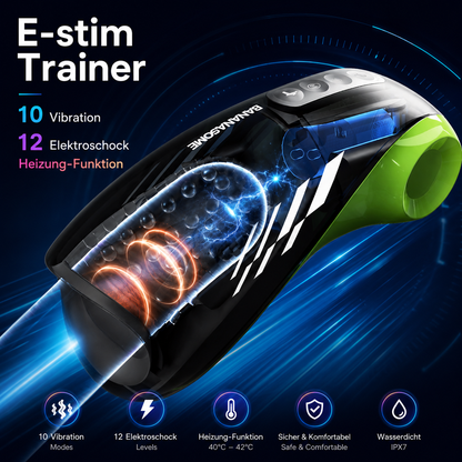 E-stim Penis Trainer Masturbator mit Vibration & Elektroschock & Heizung-Funktion