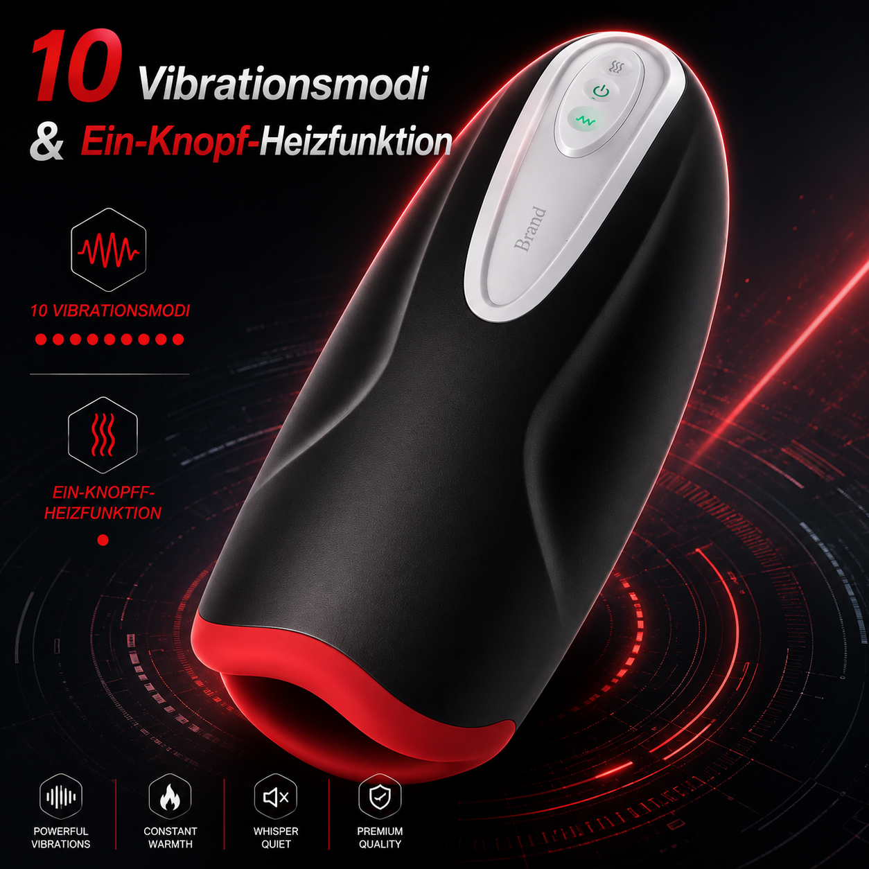 Elektrisch Masturbator Stroker Blowjob mit 10 Vibrationsmodi & Ein-Knopf-Heizfunktion