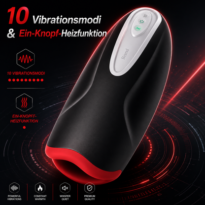 Elektrisch Masturbator Stroker Blowjob mit 10 Vibrationsmodi & Ein-Knopf-Heizfunktion