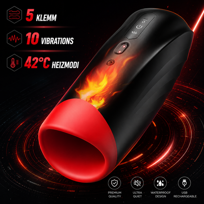 3 IN 1 Oral Stroker Blowjob Masturbator mit 5 Klemm 10 Vibrations und 42°C Heizmodi