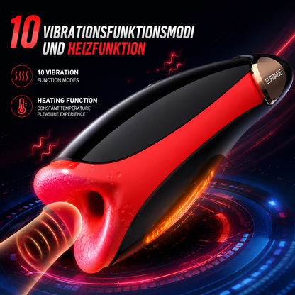 Elektrischer Masturbatoren Stroker mit 10 Vibrationsfunktionsmodi und Heizfunktion