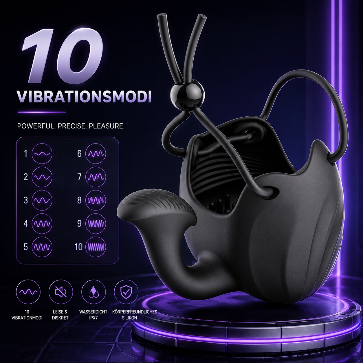 Eicheltrainer VIbrator Penisringe Hodenstimulator Masturbator mit 10 Vibrationsstufen