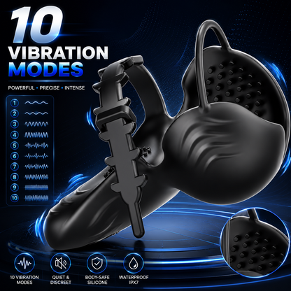 3 IN 1 Cock Ring Hodenstimulator Penistrainer Vibrator mit 10 Vibrationsmodi