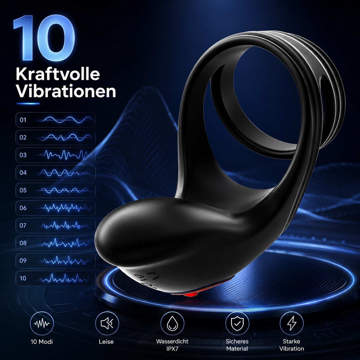 Doppelte Stimulation Penis Trainer Vibrator Cockring mit 10 Kraftvolle Vibrationen