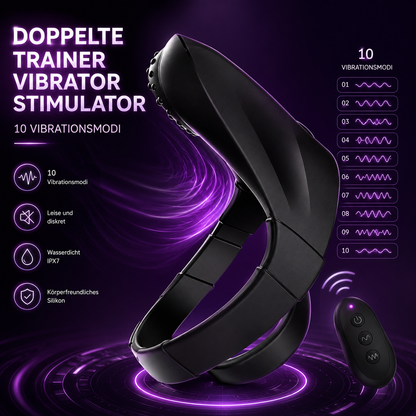 Doppelte Cockring Penistrainer Vibrator Stimulator mit 10 Vibrationsmodi