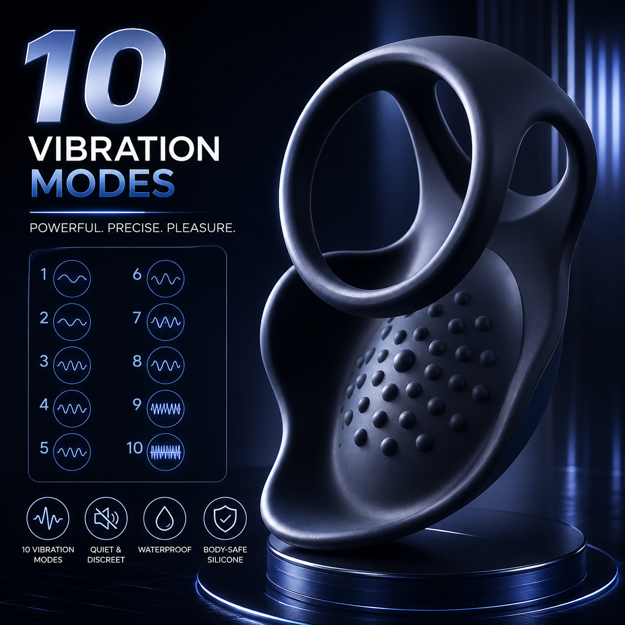 App-Steuerung Penisring Ejakulation Hodenmassage Eichel Trainer mit 10 Vibrationsmodi
